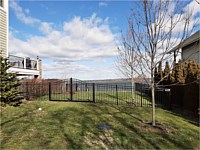 <b>3 Rail flat top Ascot style black aluminum fence with double arched gate</b>